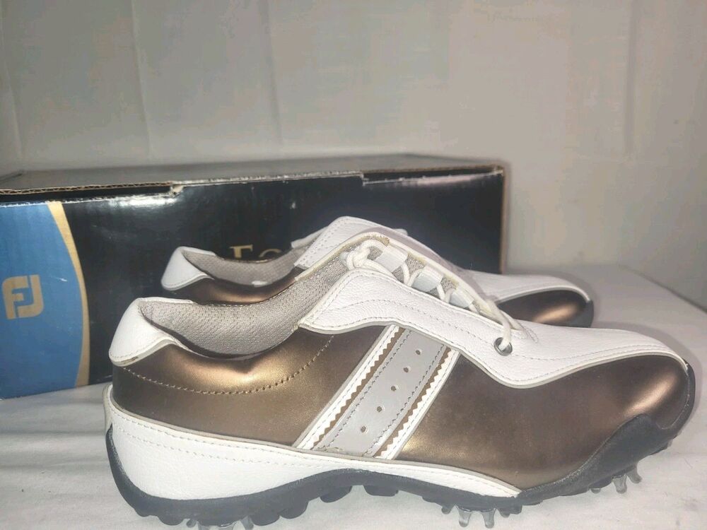 Footjoy Women's Golf Shoes size 6.5 Bronze & White LoPro Collection - Picture 3 of 8